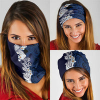 Blue Samoa Tattoo Neck Gaiter Plumeria Samoan Ocean Tatau Pattern LT14 - Polynesian Pride