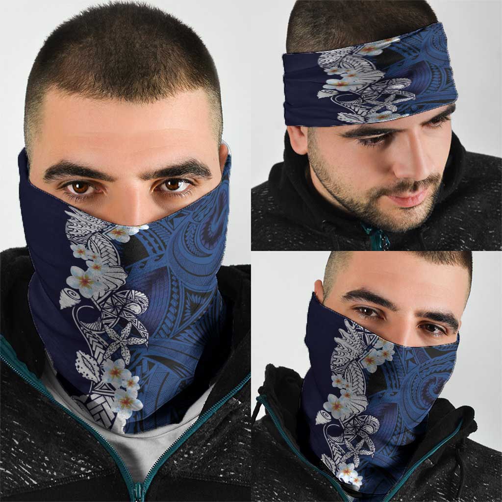 Blue Samoa Tattoo Neck Gaiter Plumeria Samoan Ocean Tatau Pattern LT14 - Polynesian Pride