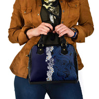 Blue Samoa Tattoo Shoulder Handbag Plumeria Samoan Ocean Tatau Pattern - Polynesian Pride