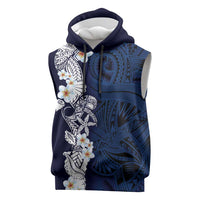 Blue Samoa Tattoo Sleeveless Hoodie Plumeria Samoan Ocean Tatau Pattern LT14 Blue - Polynesian Pride