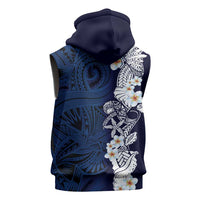 Blue Samoa Tattoo Sleeveless Hoodie Plumeria Samoan Ocean Tatau Pattern LT14 - Polynesian Pride