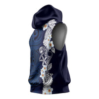 Blue Samoa Tattoo Sleeveless Hoodie Plumeria Samoan Ocean Tatau Pattern LT14 - Polynesian Pride