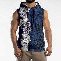 Blue Samoa Tattoo Sleeveless Hoodie Plumeria Samoan Ocean Tatau Pattern LT14 - Polynesian Pride