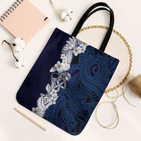 Blue Samoa Tattoo Tote Bag Plumeria Samoan Ocean Tatau Pattern - Polynesian Pride