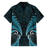Aotearoa Pounamu Niho Family Matching Off The Shoulder Long Sleeve Dress and Hawaiian Shirt Silver Fern Mix Maori Pattern - Turquoise LT14 - Polynesian Pride