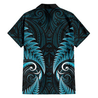 Aotearoa Pounamu Niho Family Matching Off Shoulder Maxi Dress and Hawaiian Shirt Silver Fern Mix Maori Pattern - Turquoise LT14 - Polynesian Pride