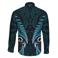 Aotearoa Pounamu Niho Family Matching Short Sleeve Bodycon Dress and Hawaiian Shirt Silver Fern Mix Maori Pattern - Turquoise LT14 - Polynesian Pride