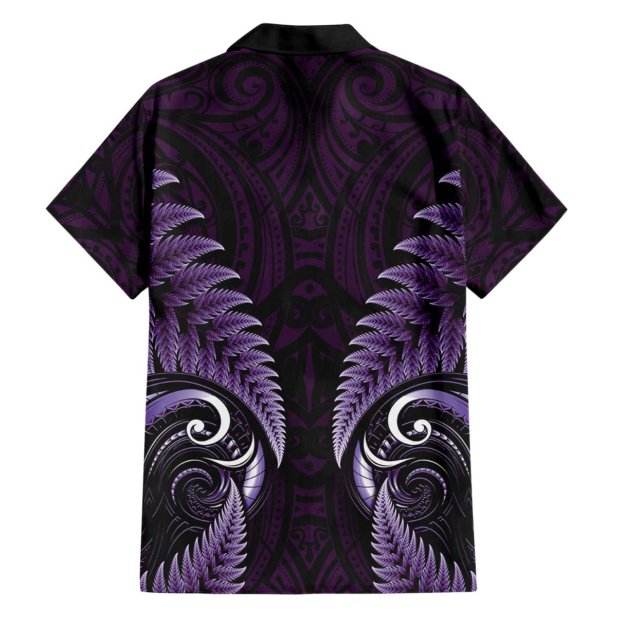 Aotearoa Pounamu Niho Family Matching Off The Shoulder Long Sleeve Dress and Hawaiian Shirt Silver Fern Mix Maori Pattern - Purple LT14 - Polynesian Pride