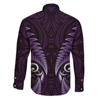 Aotearoa Pounamu Niho Family Matching Puletasi and Hawaiian Shirt Silver Fern Mix Maori Pattern - Purple LT14 - Polynesian Pride
