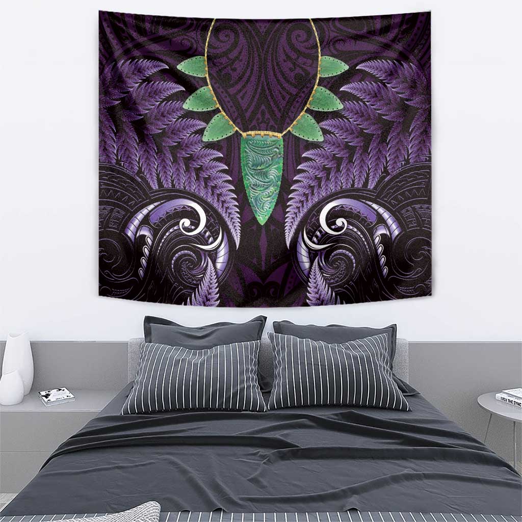 Aotearoa Pounamu Niho Tapestry Silver Fern Mix Maori Pattern - Purple LT14 - Polynesian Pride