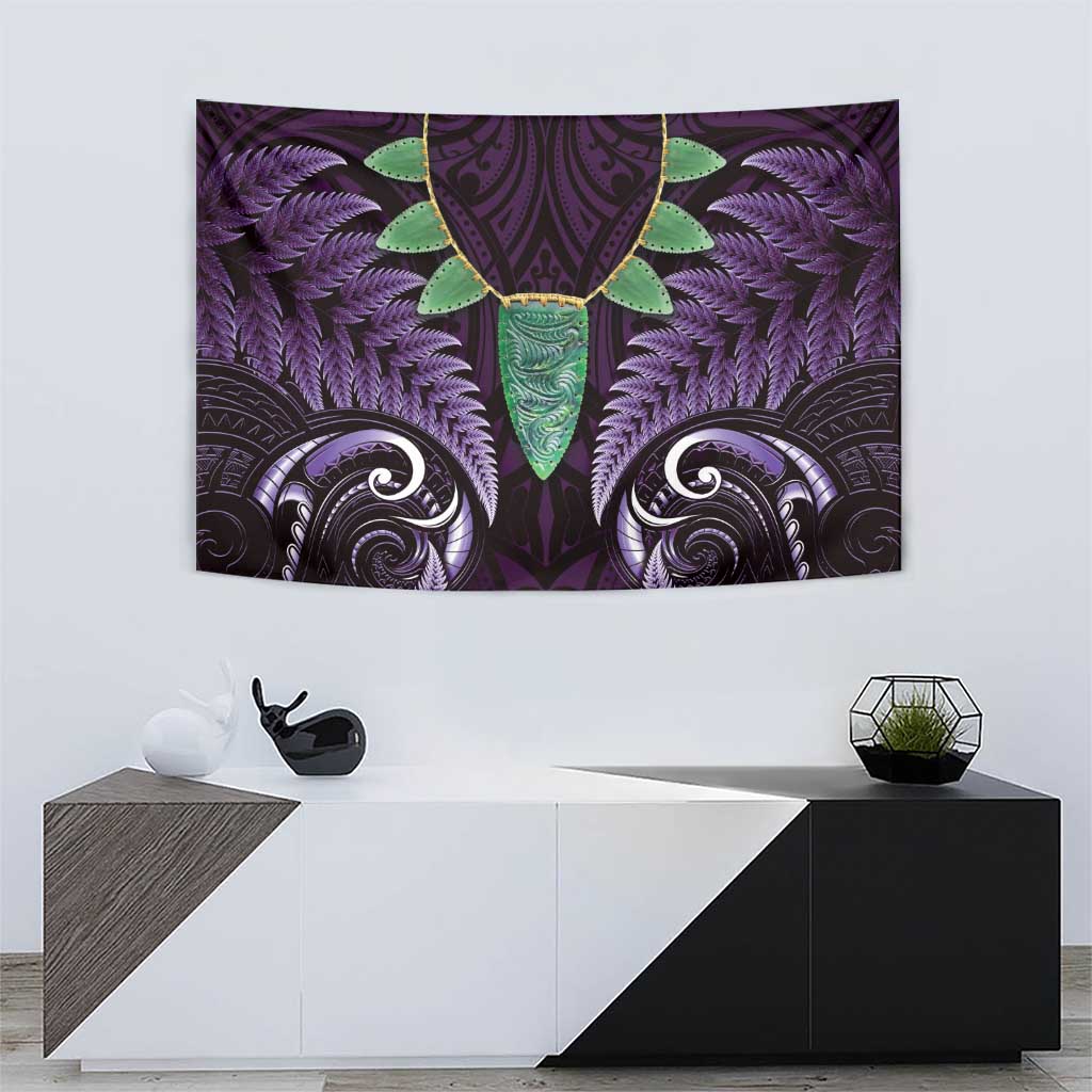 Aotearoa Pounamu Niho Tapestry Silver Fern Mix Maori Pattern - Purple LT14 - Polynesian Pride