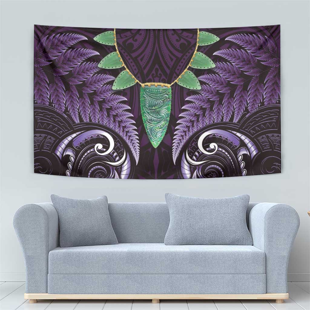 Aotearoa Pounamu Niho Tapestry Silver Fern Mix Maori Pattern - Purple LT14 - Polynesian Pride