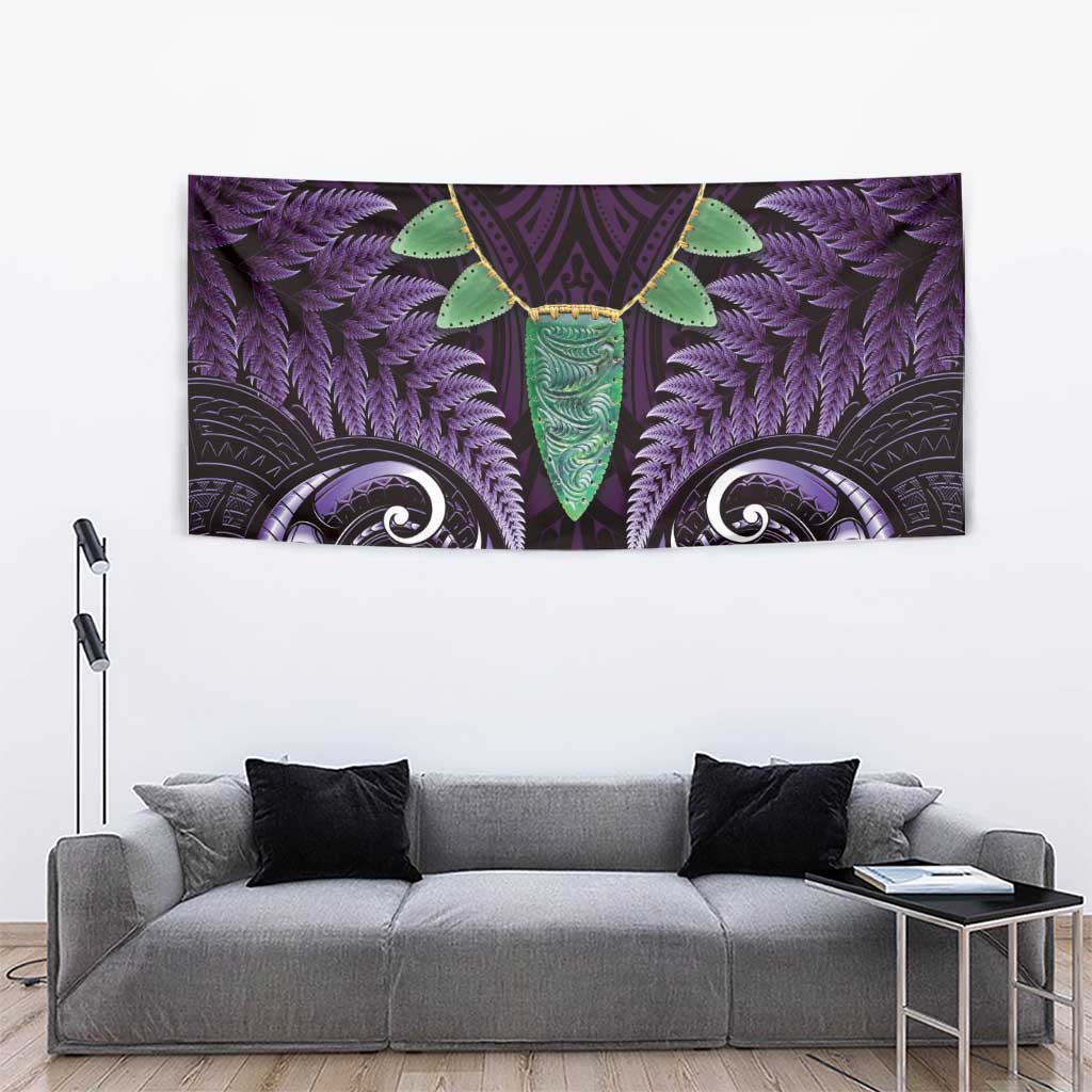 Aotearoa Pounamu Niho Tapestry Silver Fern Mix Maori Pattern - Purple LT14 - Polynesian Pride