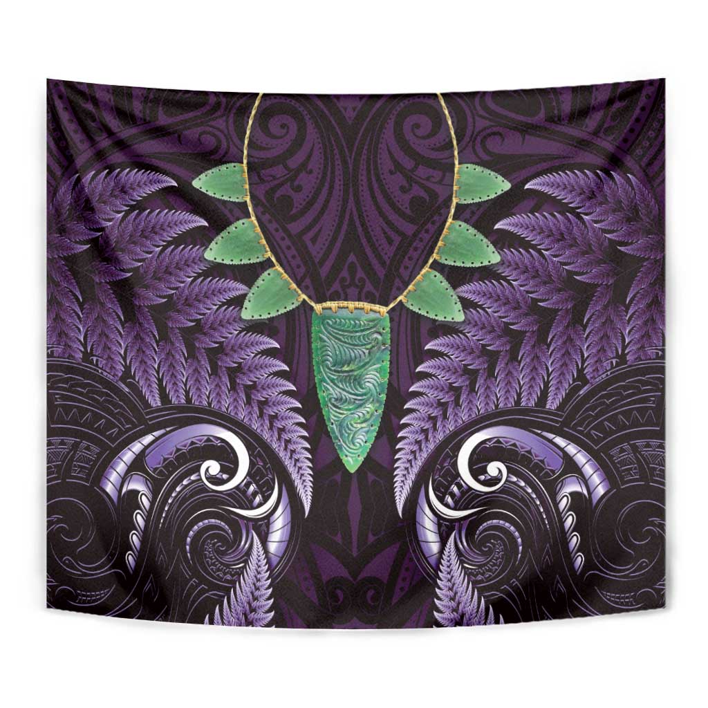 Aotearoa Pounamu Niho Tapestry Silver Fern Mix Maori Pattern - Purple LT14 - Polynesian Pride