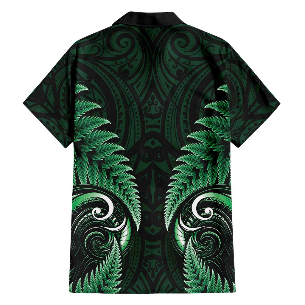 Aotearoa Pounamu Niho Family Matching Short Sleeve Bodycon Dress and Hawaiian Shirt Silver Fern Mix Maori Pattern - Green LT14 - Polynesian Pride