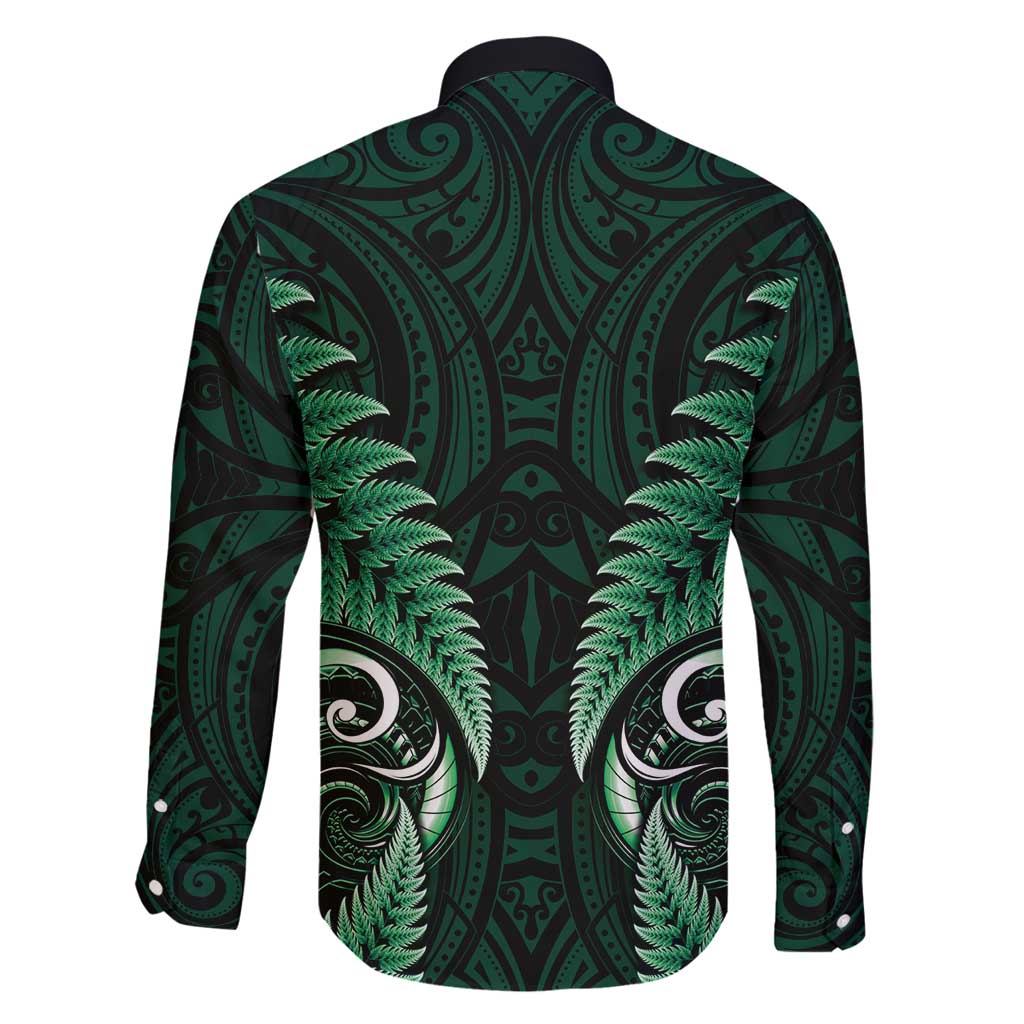 Aotearoa Pounamu Niho Family Matching Summer Maxi Dress and Hawaiian Shirt Silver Fern Mix Maori Pattern - Green LT14 - Polynesian Pride