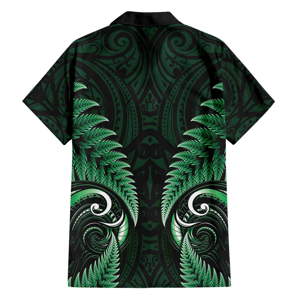 Aotearoa Pounamu Niho Family Matching Tank Maxi Dress and Hawaiian Shirt Silver Fern Mix Maori Pattern - Green LT14 - Polynesian Pride
