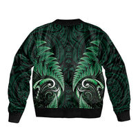 Aotearoa Pounamu Niho Sleeve Zip Bomber Jacket Silver Fern Mix Maori Pattern - Green LT14 - Polynesian Pride