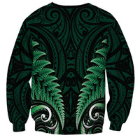 Aotearoa Pounamu Niho Sweatshirt Silver Fern Mix Maori Pattern - Green
