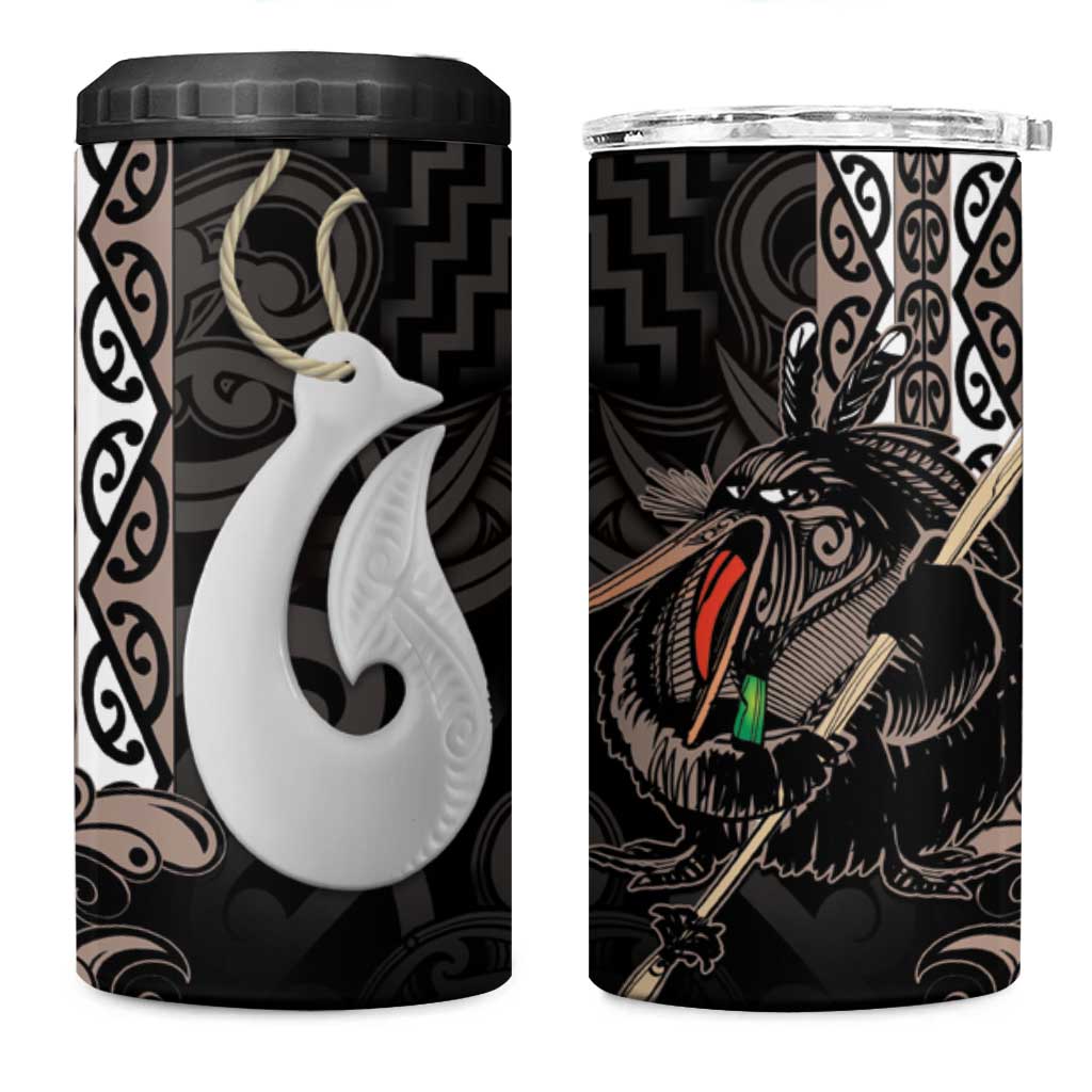 Aotearoa Hei Matau 4 in 1 Can Cooler Tumbler Haka Kiwi Mix Maori Mangopare LT14 One Size: 16 oz Black - Polynesian Pride