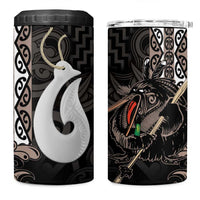 Aotearoa Hei Matau 4 in 1 Can Cooler Tumbler Haka Kiwi Mix Maori Mangopare LT14 One Size: 16 oz Black - Polynesian Pride