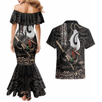 Aotearoa Hei Matau Couples Matching Mermaid Dress and Hawaiian Shirt Haka Kiwi Mix Maori Mangopare LT14 - Polynesian Pride