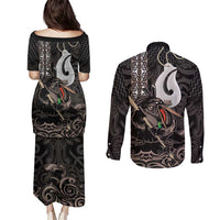 Aotearoa Hei Matau Couples Matching Puletasi and Long Sleeve Button Shirt Haka Kiwi Mix Maori Mangopare LT14 - Polynesian Pride