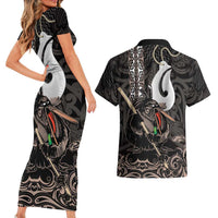 Aotearoa Hei Matau Couples Matching Short Sleeve Bodycon Dress and Hawaiian Shirt Haka Kiwi Mix Maori Mangopare LT14 - Polynesian Pride