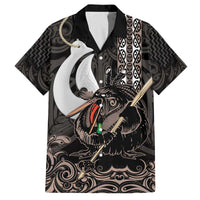 Aotearoa Hei Matau Family Matching Off The Shoulder Long Sleeve Dress and Hawaiian Shirt Haka Kiwi Mix Maori Mangopare LT14 Dad's Shirt - Short Sleeve Black - Polynesian Pride