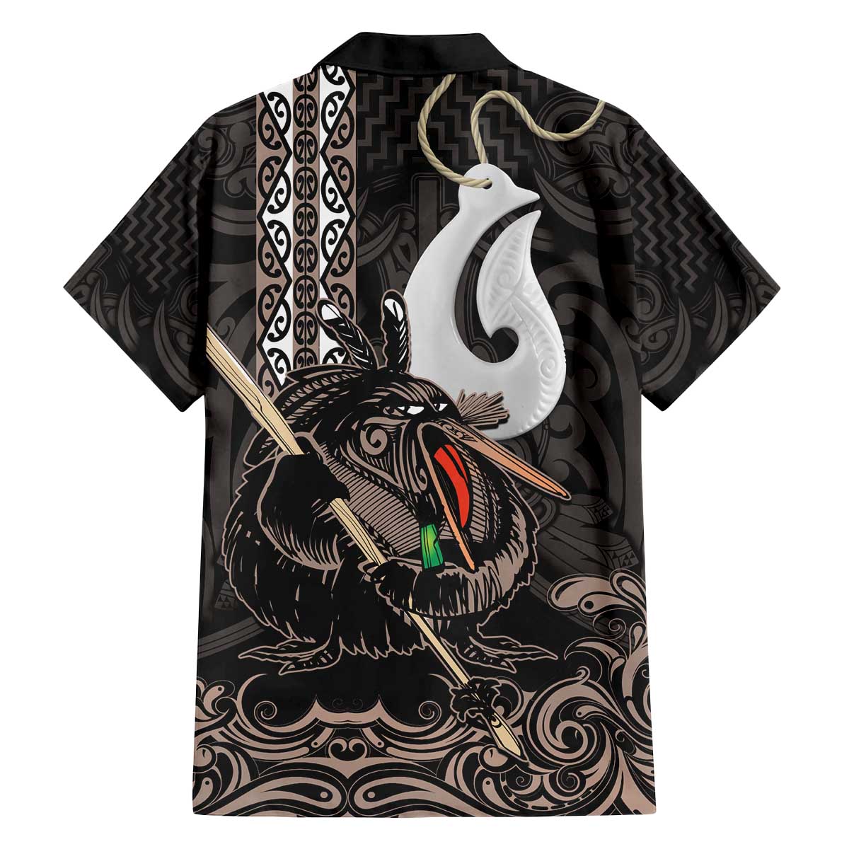 Aotearoa Hei Matau Family Matching Off The Shoulder Long Sleeve Dress and Hawaiian Shirt Haka Kiwi Mix Maori Mangopare LT14 - Polynesian Pride