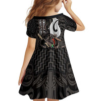 Aotearoa Hei Matau Family Matching Off Shoulder Short Dress and Hawaiian Shirt Haka Kiwi Mix Maori Mangopare LT14 - Polynesian Pride