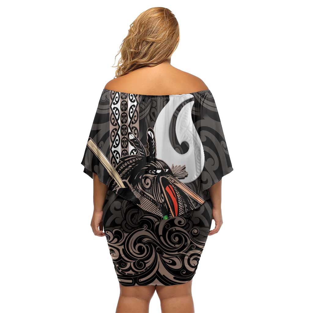 Aotearoa Hei Matau Family Matching Off Shoulder Short Dress and Hawaiian Shirt Haka Kiwi Mix Maori Mangopare LT14 - Polynesian Pride