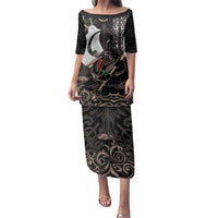 Aotearoa Hei Matau Family Matching Puletasi and Hawaiian Shirt Haka Kiwi Mix Maori Mangopare LT14 Mom's Dress Black - Polynesian Pride