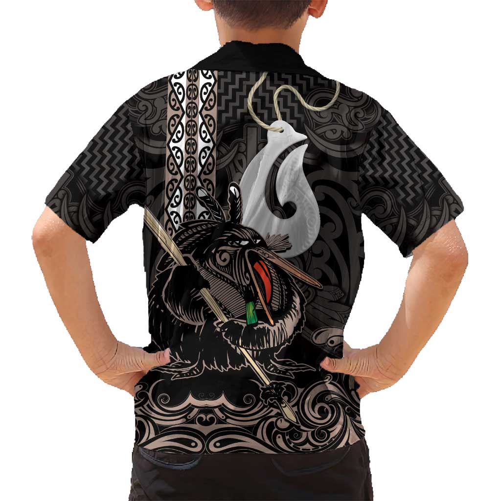 Aotearoa Hei Matau Family Matching Tank Maxi Dress and Hawaiian Shirt Haka Kiwi Mix Maori Mangopare LT14 - Polynesian Pride