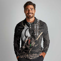 Aotearoa Hei Matau Long Sleeve Polo Shirt Haka Kiwi Mix Maori Mangopare LT14 - Polynesian Pride