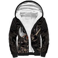 Aotearoa Hei Matau Sherpa Hoodie Haka Kiwi Mix Maori Mangopare LT14 Unisex Black - Polynesian Pride