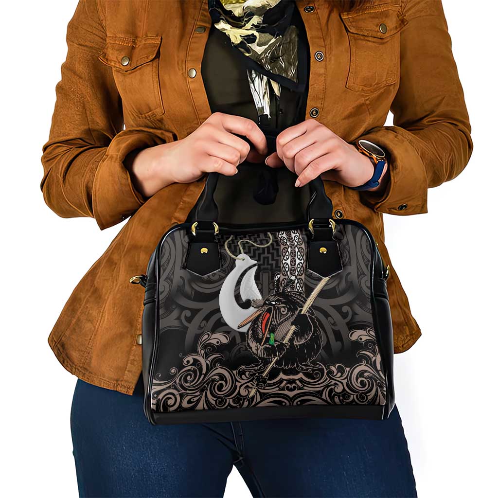 Aotearoa Hei Matau Shoulder Handbag Haka Kiwi Mix Maori Mangopare