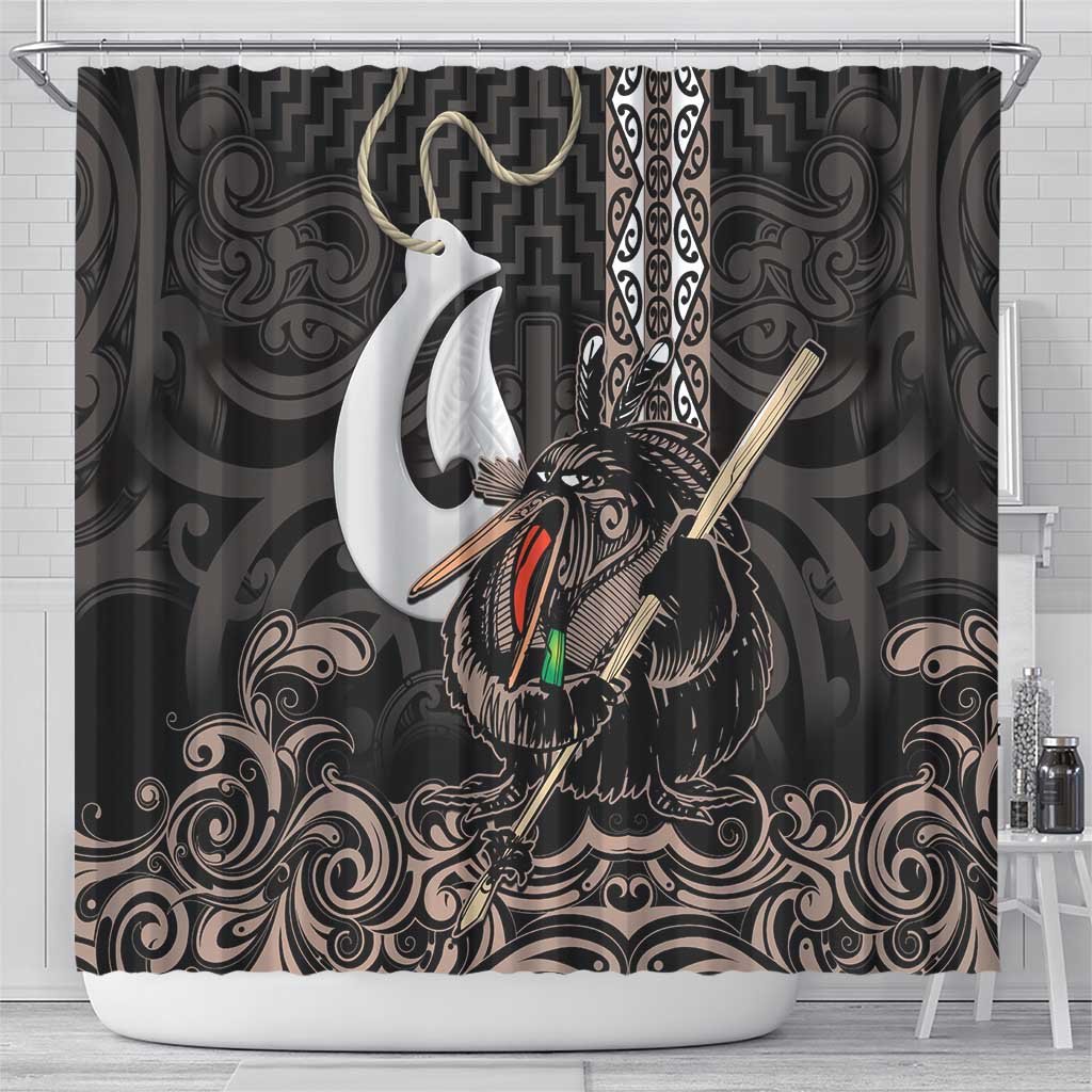 Aotearoa Hei Matau Shower Curtain Haka Kiwi Mix Maori Mangopare LT14 - Polynesian Pride