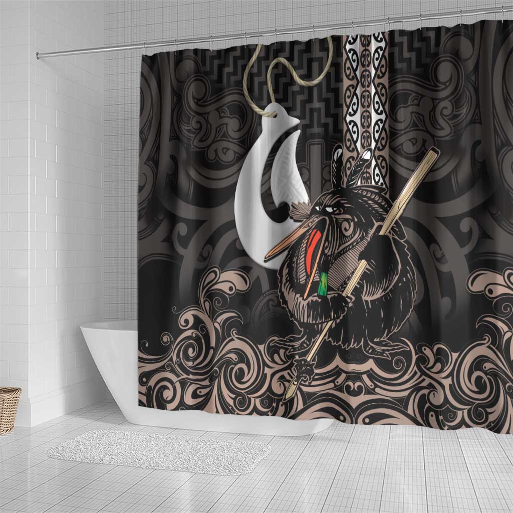 Aotearoa Hei Matau Shower Curtain Haka Kiwi Mix Maori Mangopare LT14 - Polynesian Pride