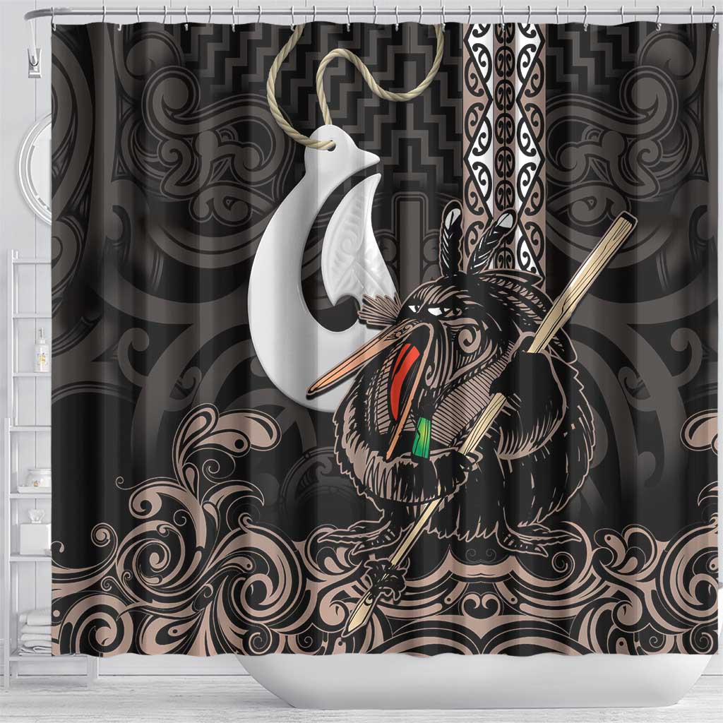 Aotearoa Hei Matau Shower Curtain Haka Kiwi Mix Maori Mangopare LT14 - Polynesian Pride