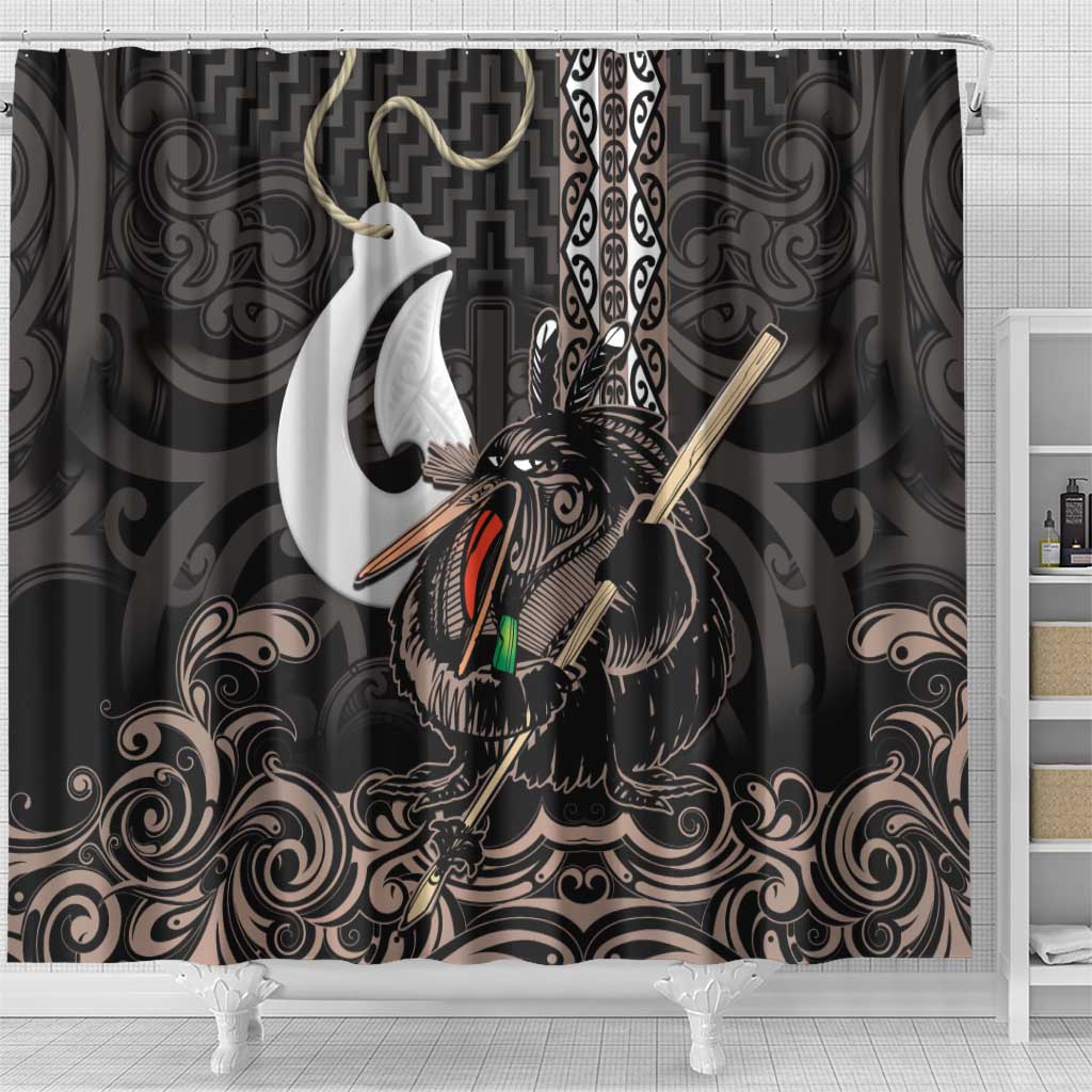 Aotearoa Hei Matau Shower Curtain Haka Kiwi Mix Maori Mangopare LT14 - Polynesian Pride
