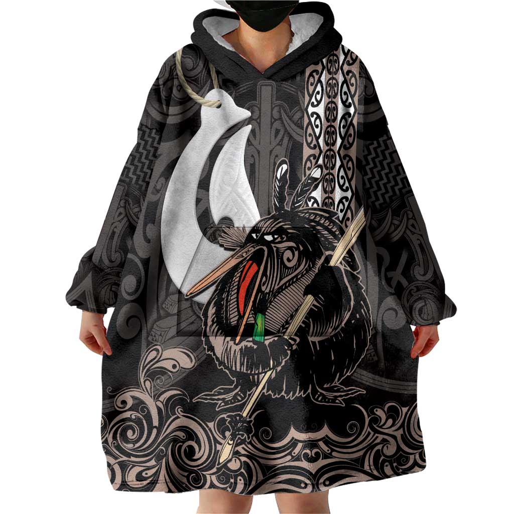 Aotearoa Hei Matau Wearable Blanket Hoodie Haka Kiwi Mix Maori Mangopare LT14 - Polynesian Pride