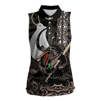 Aotearoa Hei Matau Women Sleeveless Polo Shirt Haka Kiwi Mix Maori Mangopare LT14 Female Black - Polynesian Pride