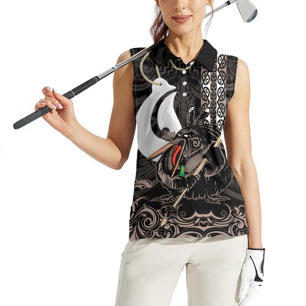 Aotearoa Hei Matau Women Sleeveless Polo Shirt Haka Kiwi Mix Maori Mangopare LT14 - Polynesian Pride