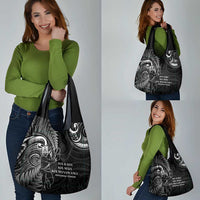 New Zealand Tiki Tennis Grocery Bag Aotearoa Tenehi Maori Silver Fern - Black LT14 - Polynesian Pride