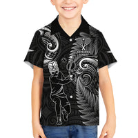 New Zealand Tiki Tennis Kid Hawaiian Shirt 2024 Aotearoa Tenehi Maori Silver Fern - Black LT14 Kid Black - Polynesian Pride