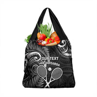 Custom New Zealand Tiki Tennis Grocery Bag Aotearoa Tenehi Maori Silver Fern - Black LT14 1-pack One Size Black - Polynesian Pride