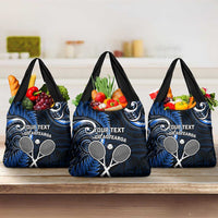 Custom New Zealand Tiki Tennis Grocery Bag Aotearoa Tenehi Maori Silver Fern - Blue LT14 3-pack One Size Blue - Polynesian Pride