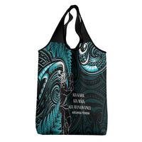 New Zealand Tiki Tennis Grocery Bag Aotearoa Tenehi Maori Silver Fern - Turquoise LT14 - Polynesian Pride