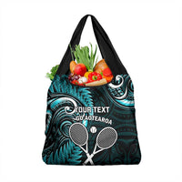 Custom New Zealand Tiki Tennis Grocery Bag Aotearoa Tenehi Maori Silver Fern - Turquoise LT14 1-pack One Size Turquoise - Polynesian Pride